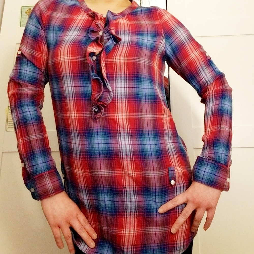 American eagle women's plaid top